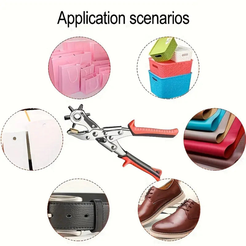 Multi-Size Leather Belt Eyelet Hole Punch Plier Revolving Handcraft Tool