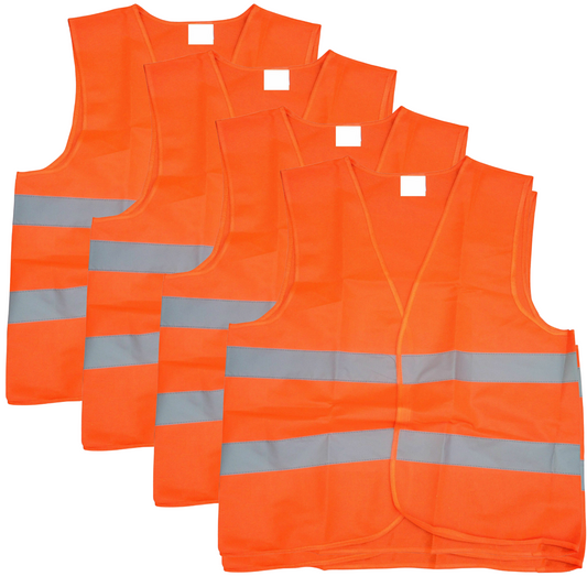 10x Hi Vis Safety VEST Reflective Tape Workwear Orange ONE SIZE