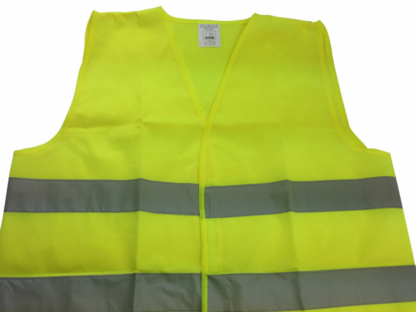 Hi Vis Safety VEST with Reflective Tape Yellow ONE SIZE Night & Day Use
