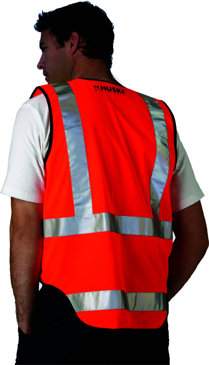HUSKI Hi Vis Patrol Vest 3M Reflective Tape High Vis - Orange - 3XL