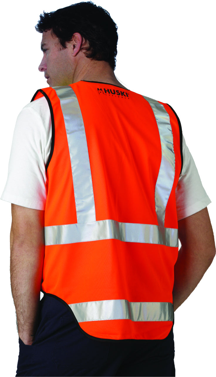 HUSKI Hi Vis Patrol Vest 3M Reflective Tape High Vis - Orange - XL