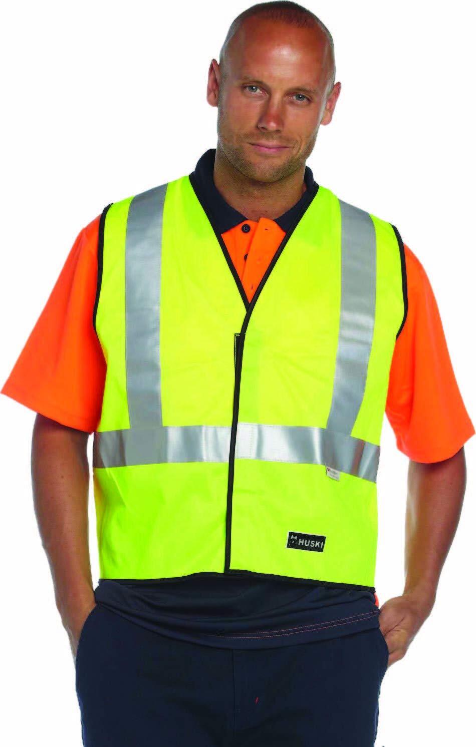 HUSKI Hi Vis Patrol Vest 3M Reflective Tape Workwear - Yellow - L