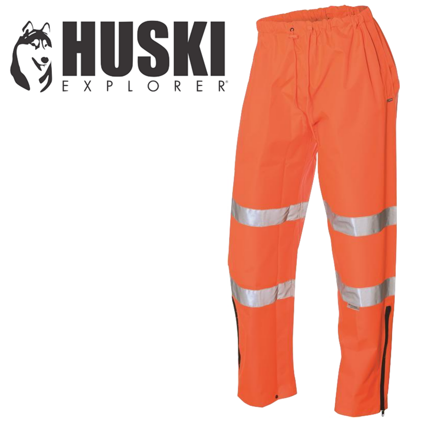 Huski Mens Tarmac Hi Vis Trousers Pants - Orange - 5XL (117cm)