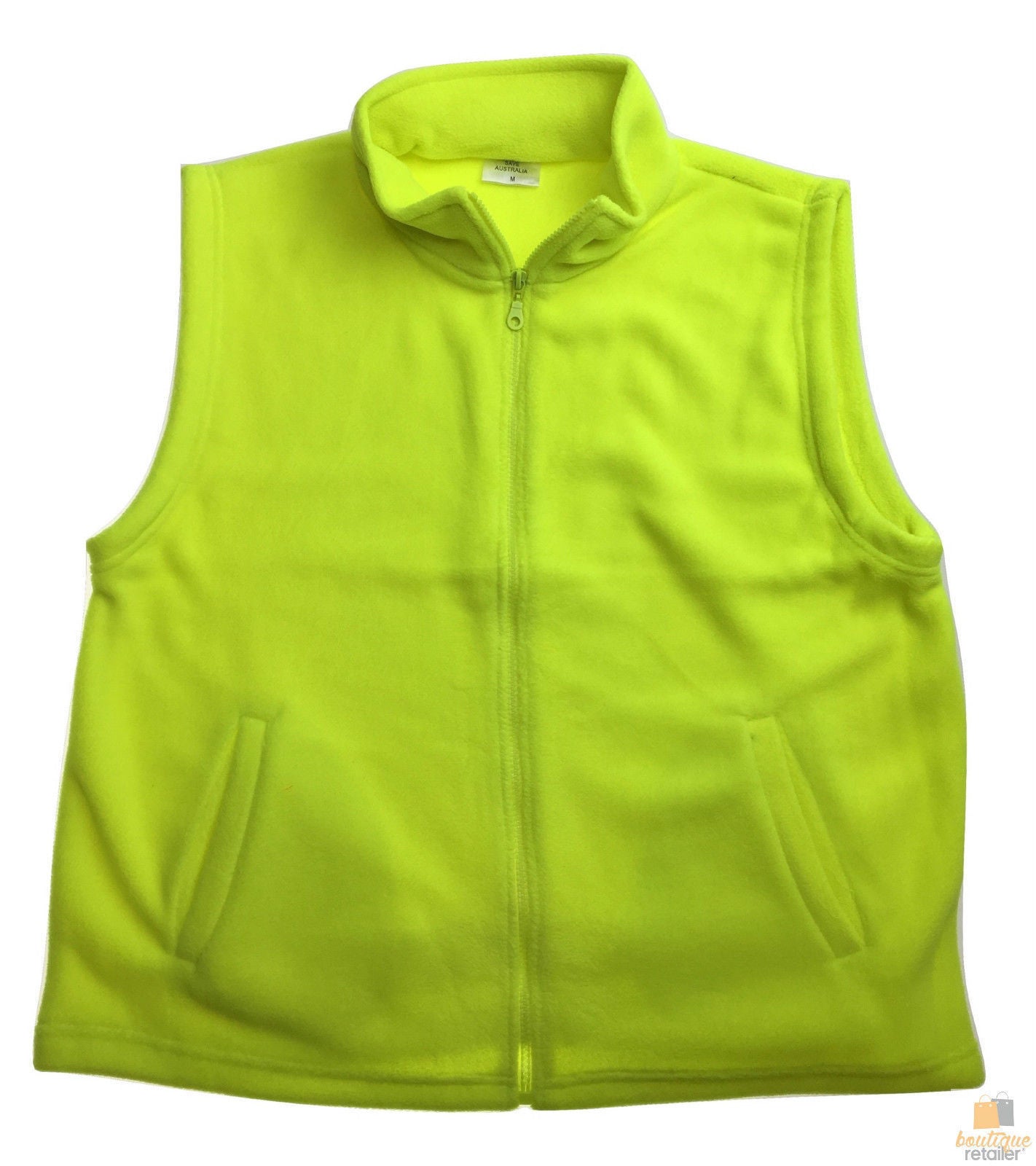 PLAIN HI VIS Polar Fleece Vest Full Zip Safety Workwear High Vis