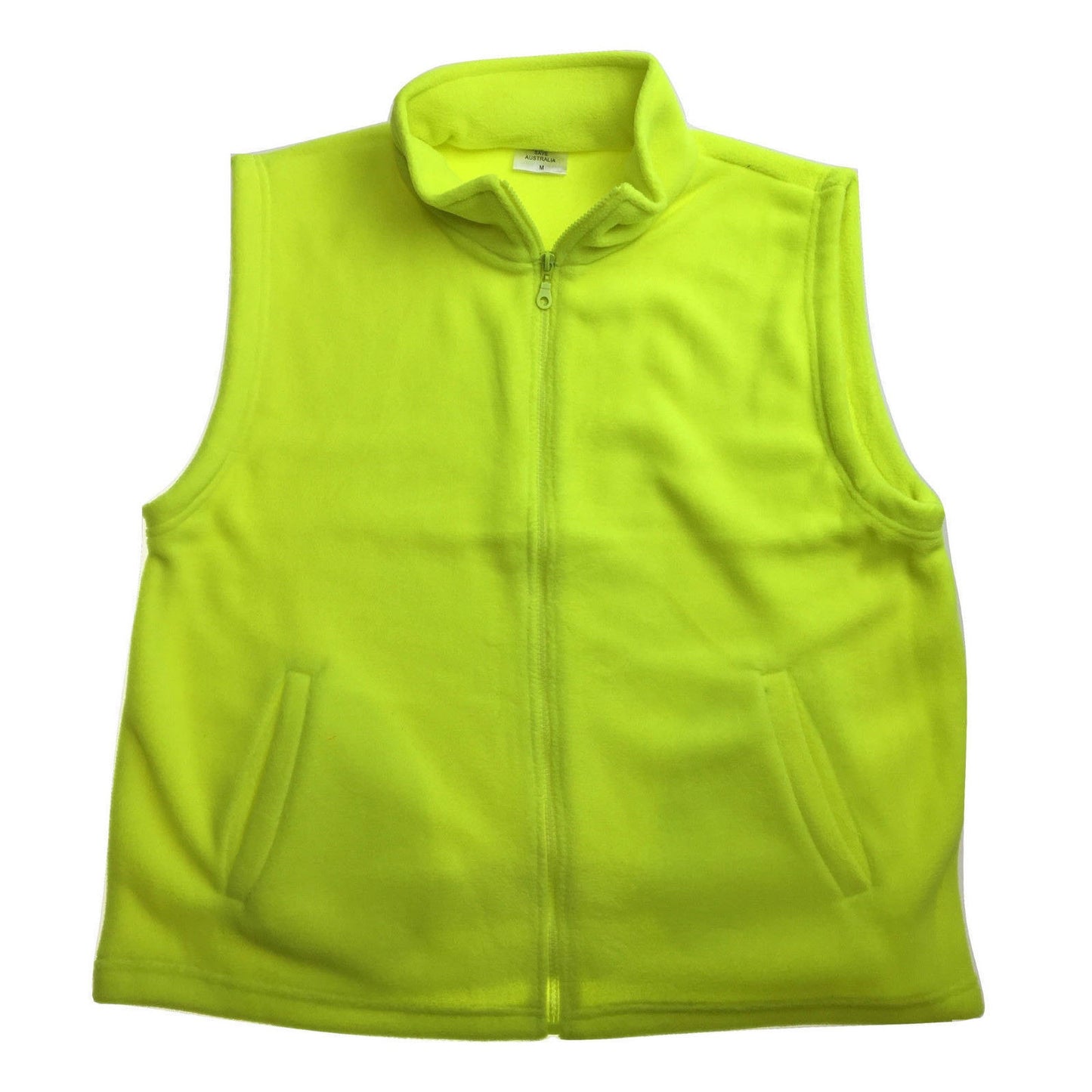 PLAIN HI VIS Polar Fleece Vest Full Zip Safety Workwear High Vis