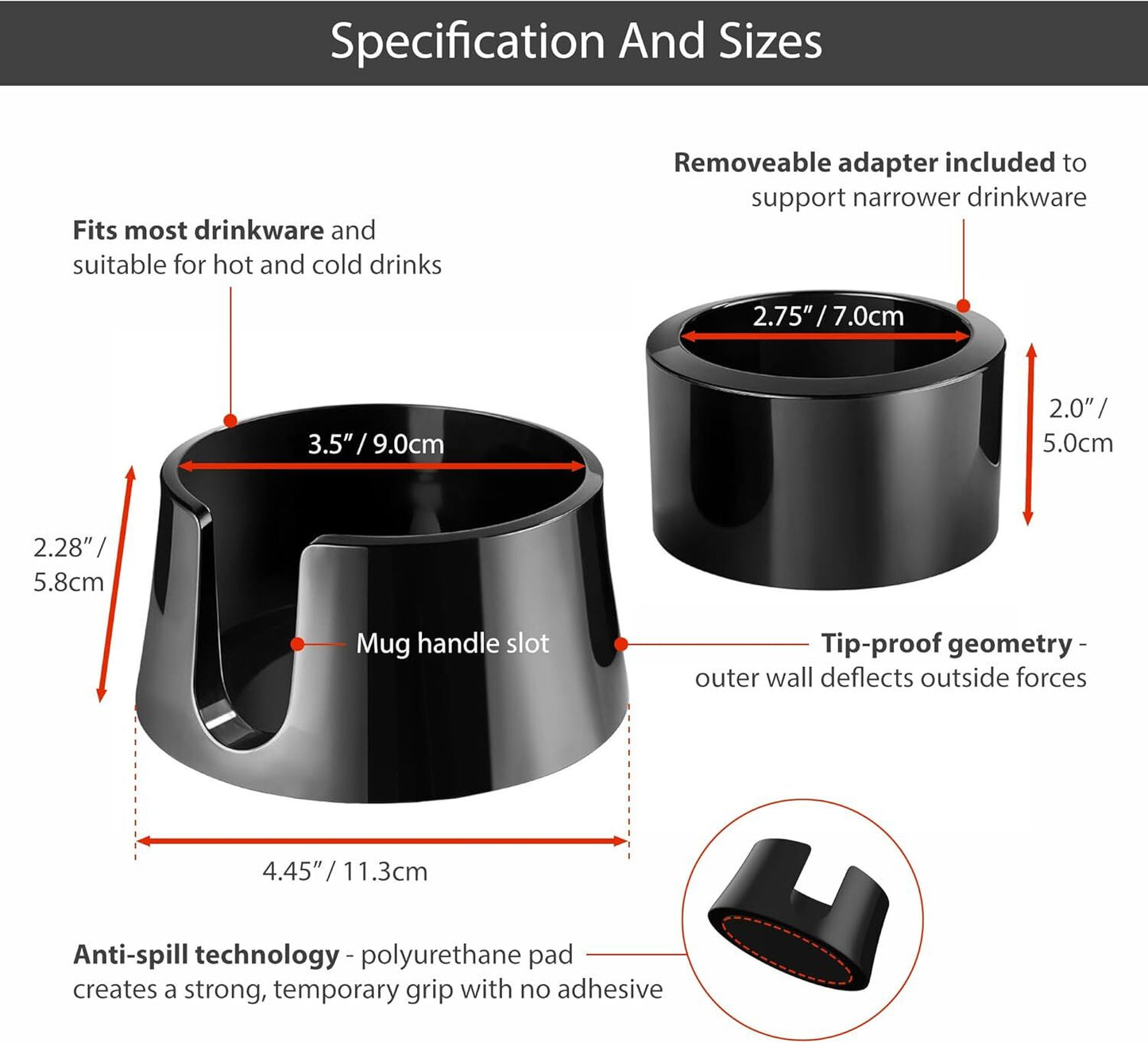 Table Coaster Anti-Spill Drink Holder Tray Couch Seat