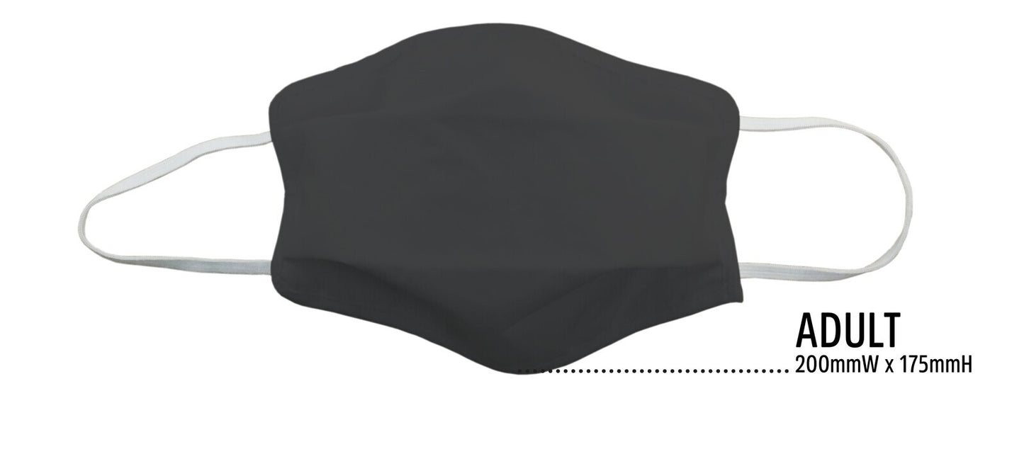 Tigerplast Fabric Face Mask Washable Reusable Mask - Black x3