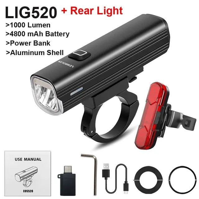 USB Rechargeable Bicycle Light Set Black