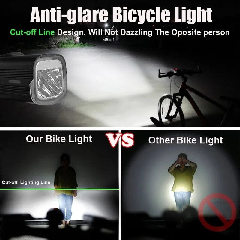 USB Rechargeable Bicycle Light Set Black