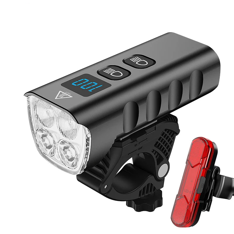 6400mAh USB Rechargeable Bike Light Black