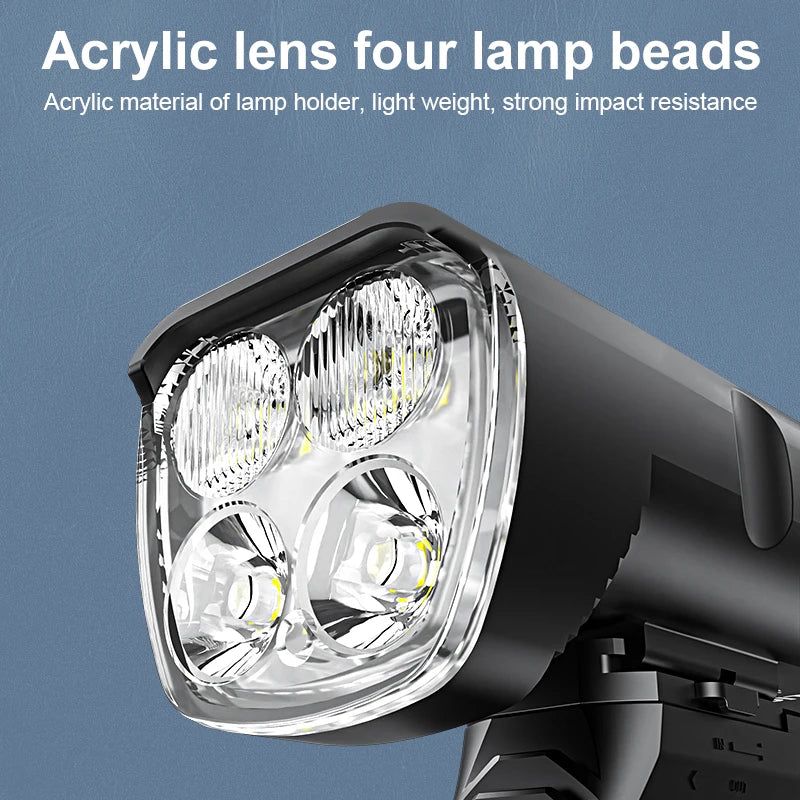 6400mAh USB Rechargeable Bike Light Black