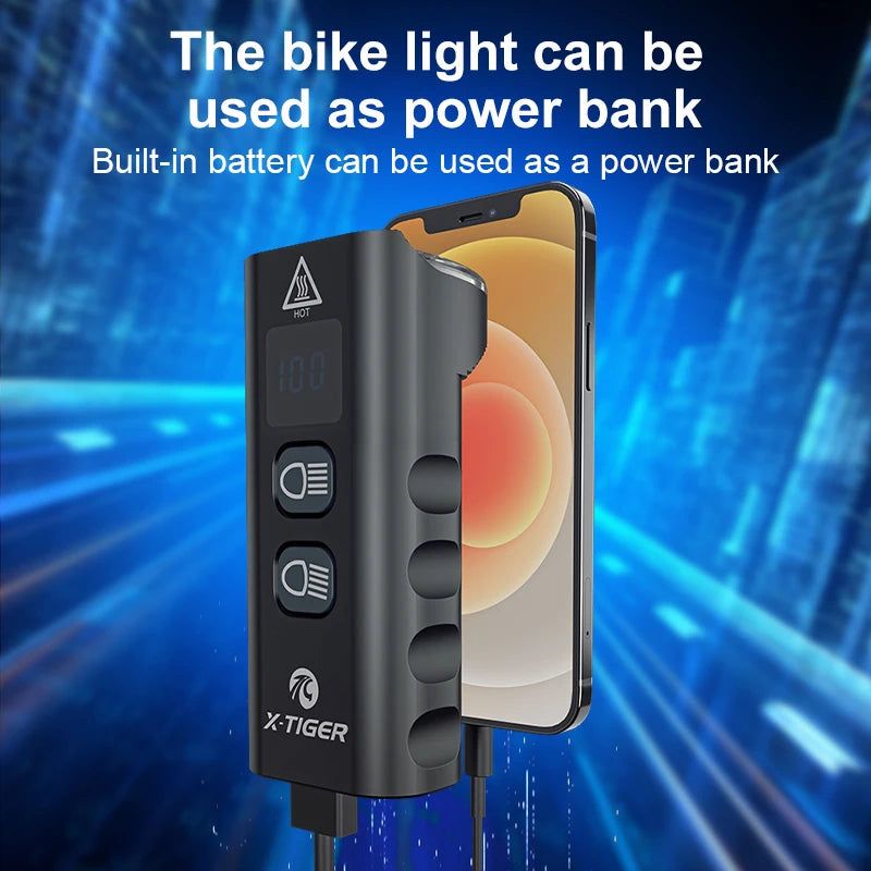 6400mAh USB Rechargeable Bike Light Black