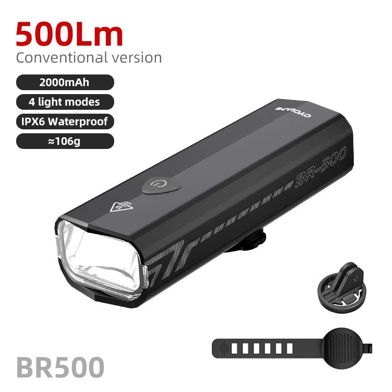 500 Lumen USB Rechargeable Bike Light Black
