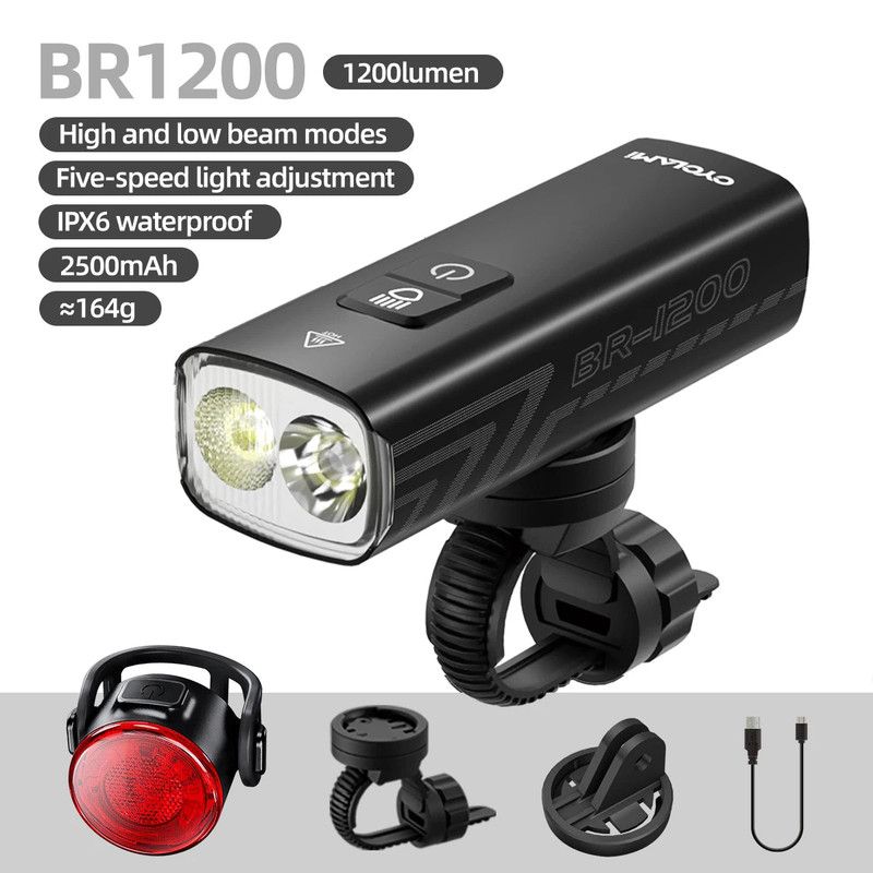 Bicycle Headlight with Taillight Black