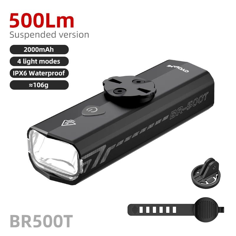500 Lumen USB-C Rechargeable Bike Light Black