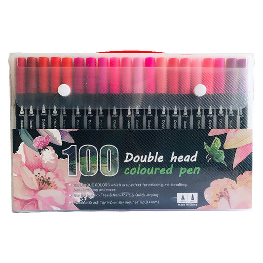 100-Color Dual-Head Brush and Fine Tip Marker Set