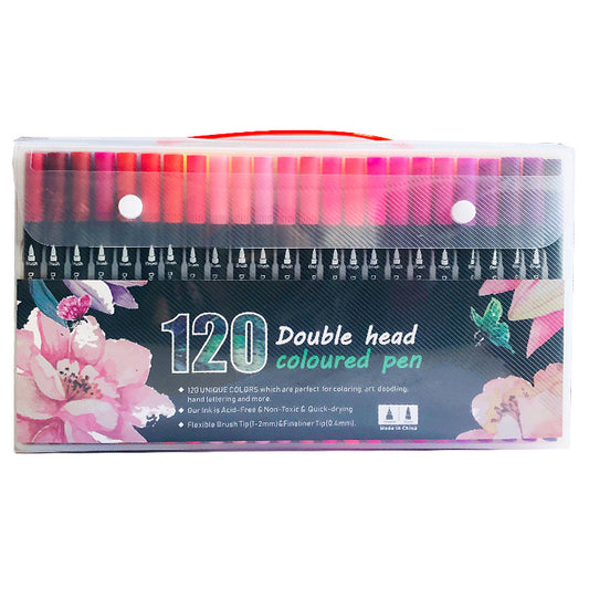 120-Color Dual-Head Brush and Fine Tip Marker Set