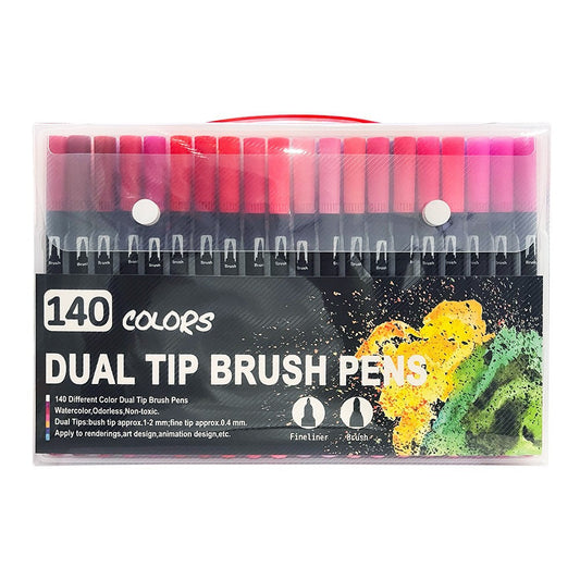 140-Color Dual-Head Brush and Fine Tip Marker Set