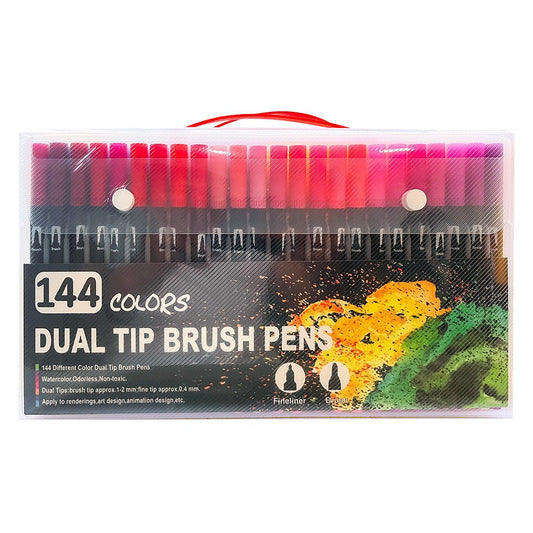 144-Color Dual-Head Brush and Fine Tip Marker Set