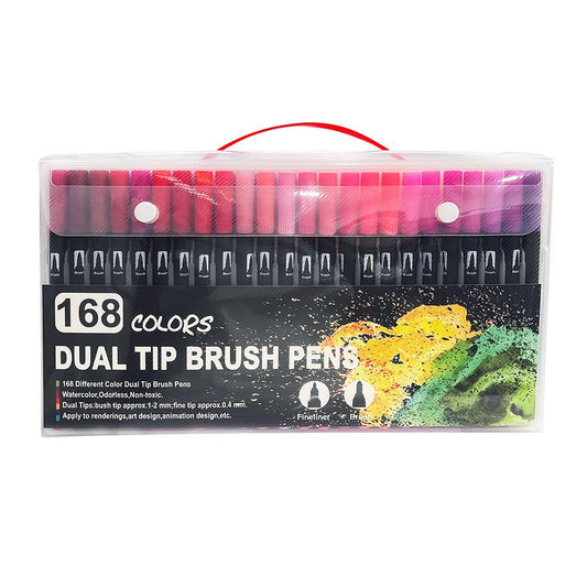 168-Color Dual-Head Brush and Fine Tip Marker Set