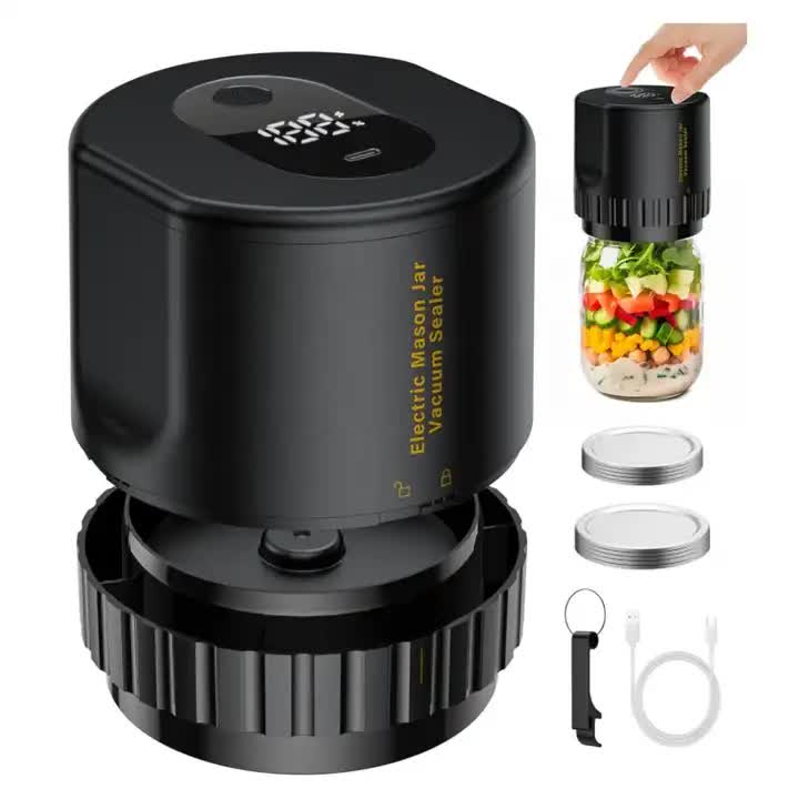 Black Automatic Electric Mason Jar Vacuum Sealer