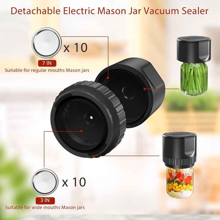 Black Automatic Electric Mason Jar Vacuum Sealer