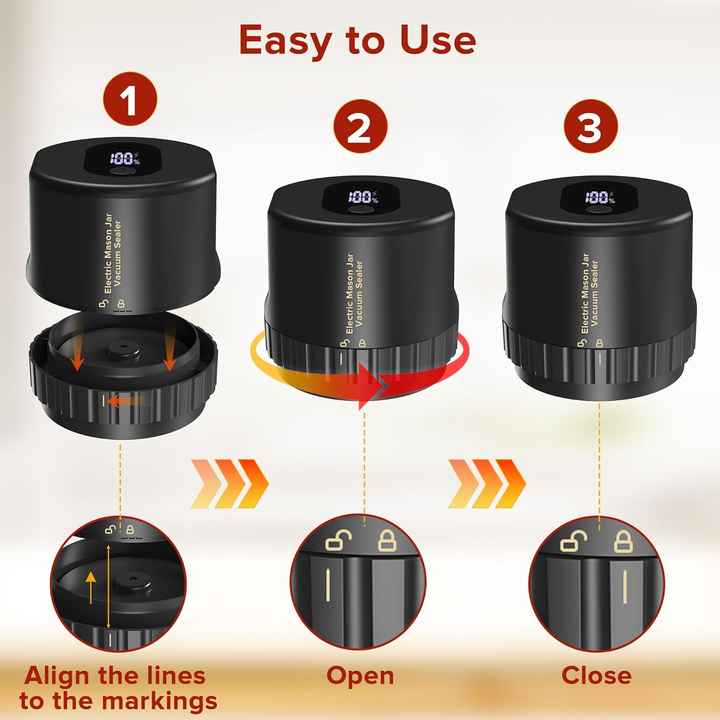 Black Automatic Electric Mason Jar Vacuum Sealer