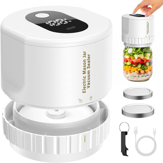 White Automatic Electric Mason Jar Vacuum Sealer