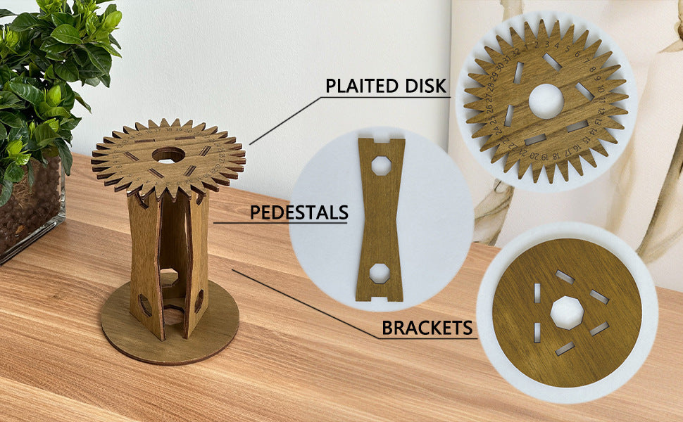 Wooden Kumihimo Marudai Stand – Craft Tool for Braiding