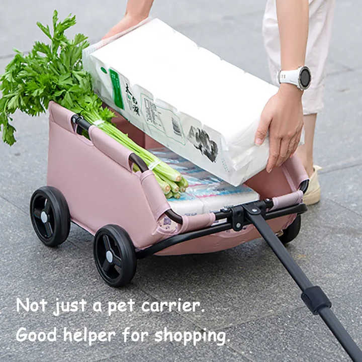 Pink Compact Foldable Pet Stroller for Dogs and Cats