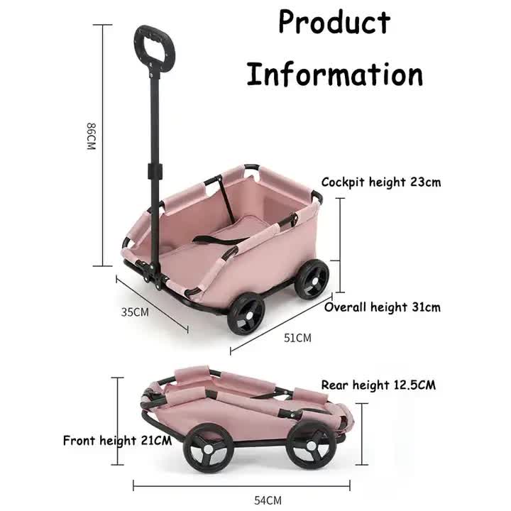 Pink Compact Foldable Pet Stroller for Dogs and Cats