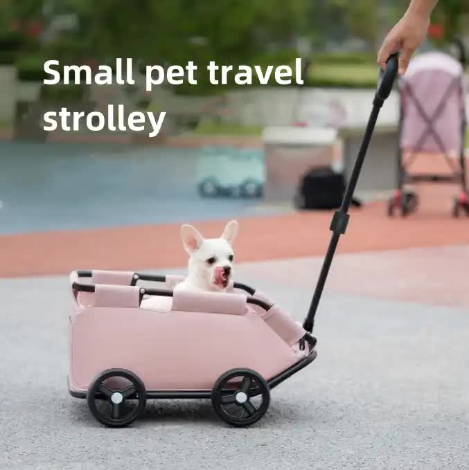 Blue Lattice Compact Foldable Pet Stroller for Dogs and Cats