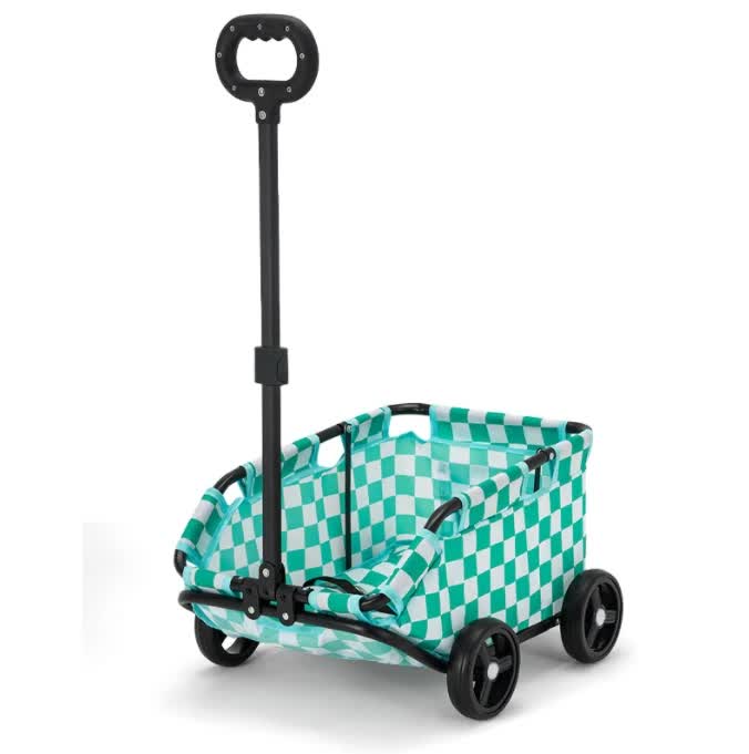 Green Lattice Compact Foldable Pet Stroller for Dogs and Cats