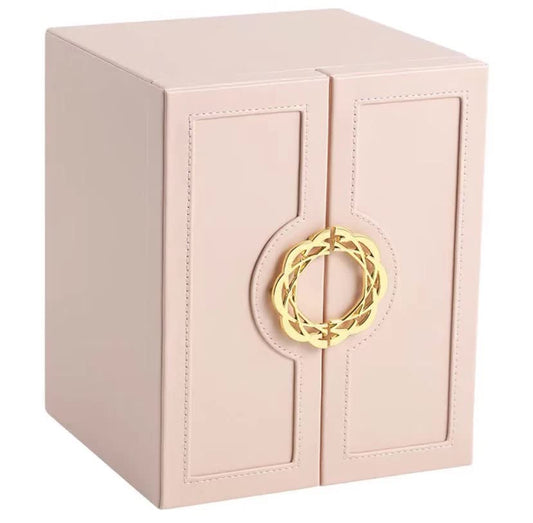 Pink Elegant 5-Layer Large Capacity Jewelry Storage Box with Dual Opening Doors