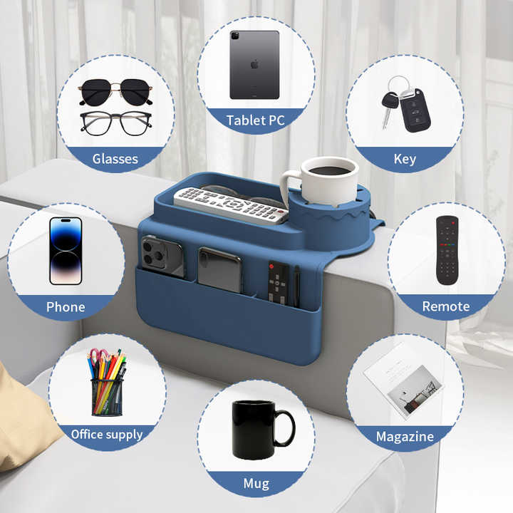 Dark Blue Multi-Functional Silicone Couch Cup Holder