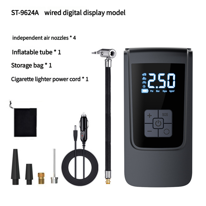 Portable Digital Tire Inflator Pump with LCD Display, Type-C Charging