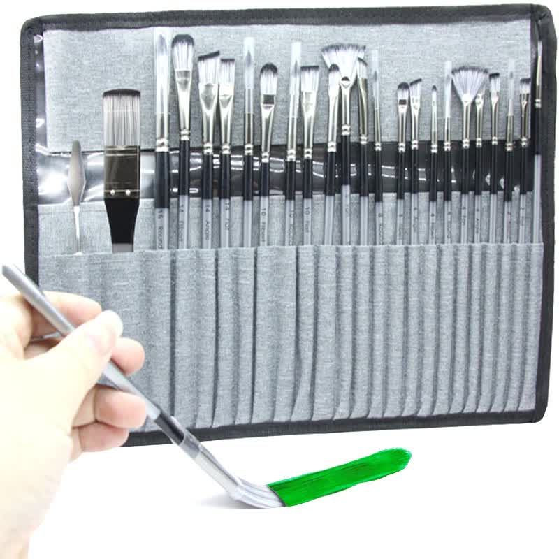 Professional Artist Brush Set with Portable Roll-Up Canvas Case