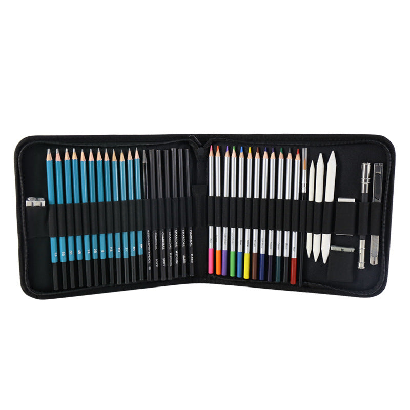 Light Blue 40-Piece Drawing Pencil Set, Professional Art Kit