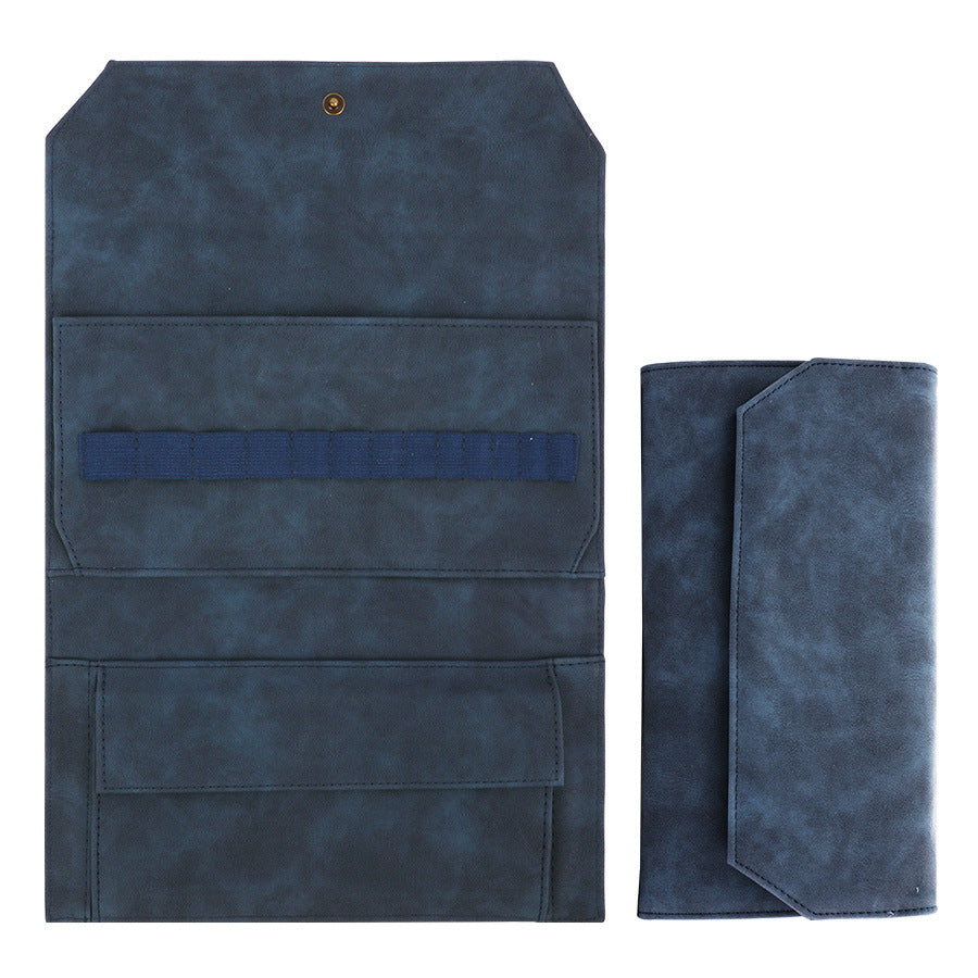 Navy Blue Crochet Accessories Storage Pouch - Soft Leatherette