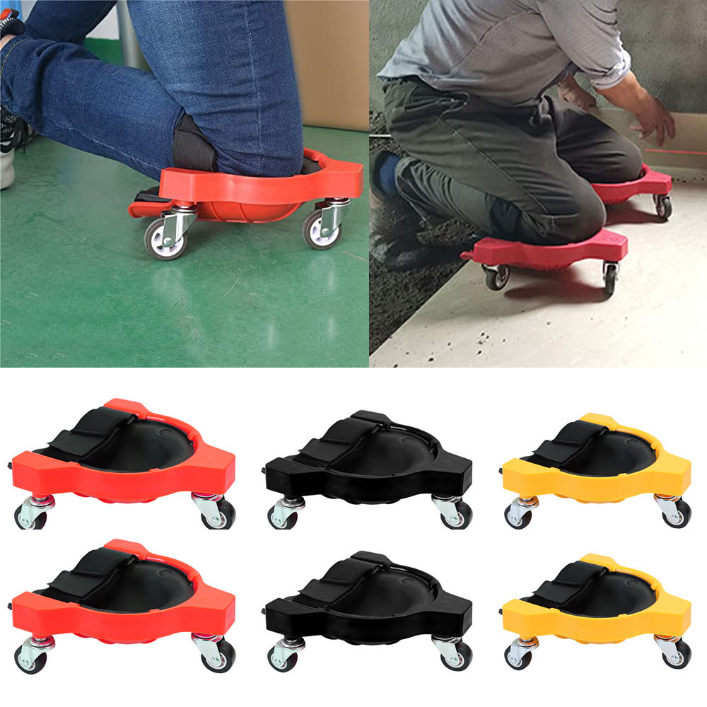 Black Multi-Function Knee Pads with Swivel Wheels
