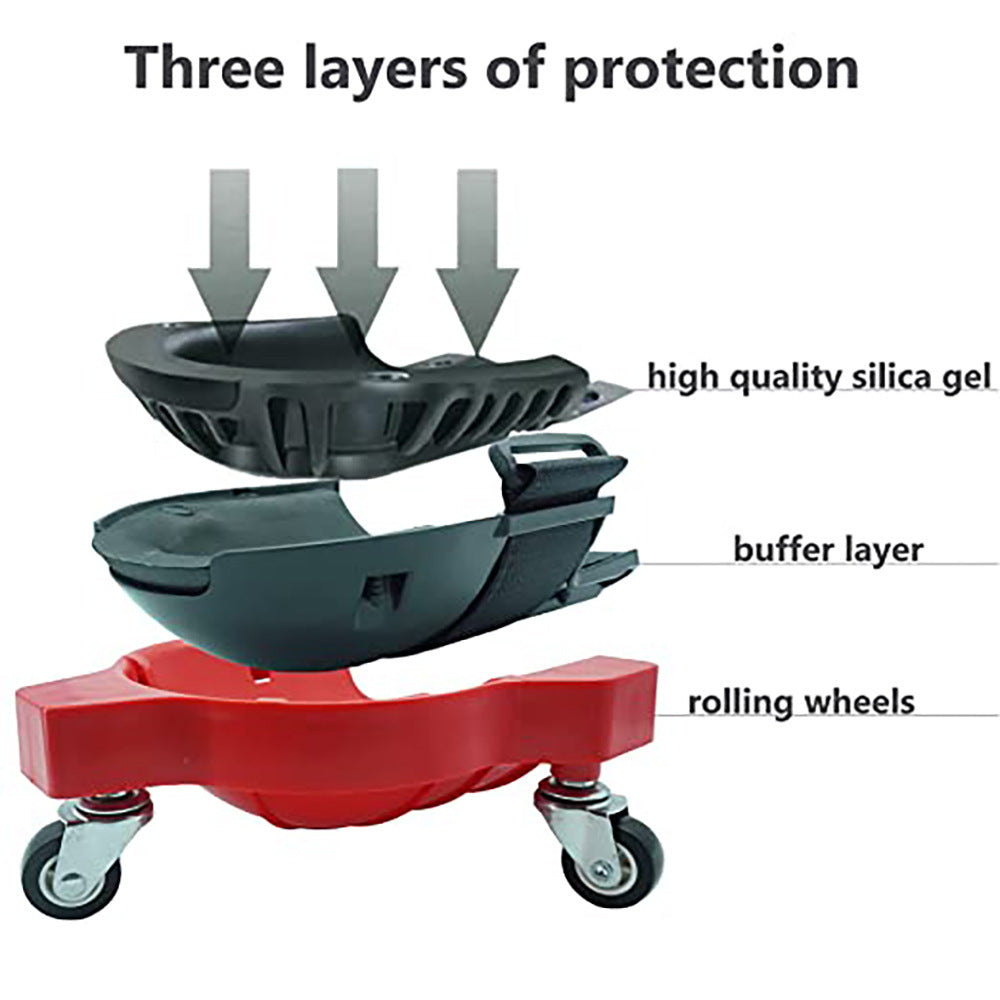 Black Multi-Function Knee Pads with Swivel Wheels