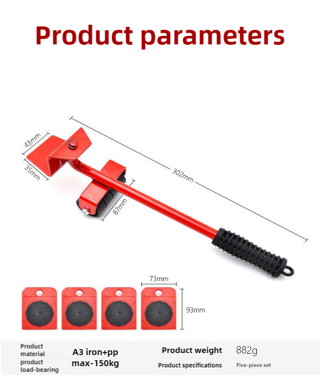 2 Pcs Red Heavy Duty Furniture Moving System, Sliding Dolly Tools