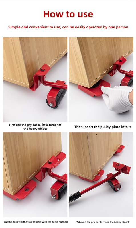 2 Pcs Red Heavy Duty Furniture Moving System, Sliding Dolly Tools