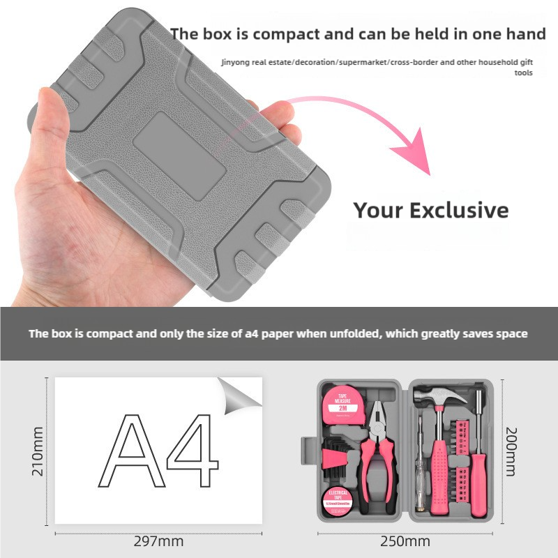 13-Piece Pink Household Tool Set, Complete Home Repair Kit
