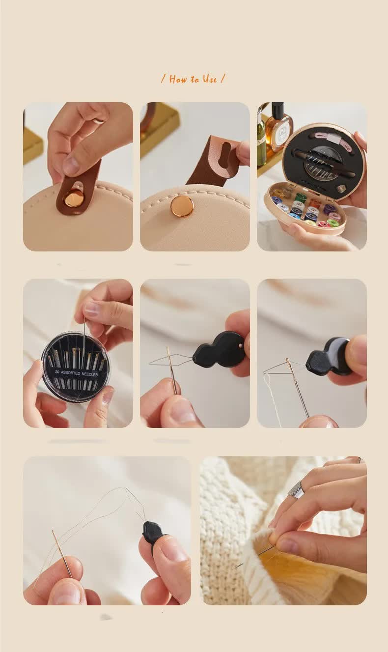 Apricot Portable Sewing Kit with Threads, Needles, and Tools
