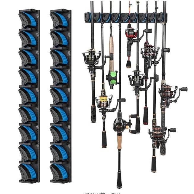2 Sets Vertical Wall Mounted Fishing Rod Rack - 9-Slot Fishing Pole Holder