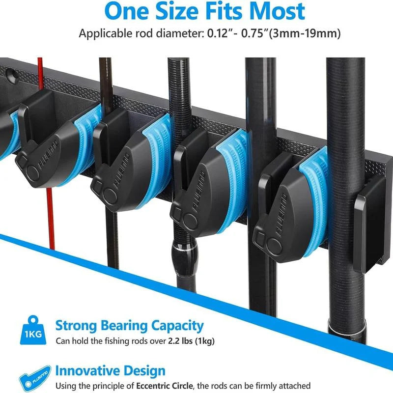 2 Sets Vertical Wall Mounted Fishing Rod Rack - 9-Slot Fishing Pole Holder