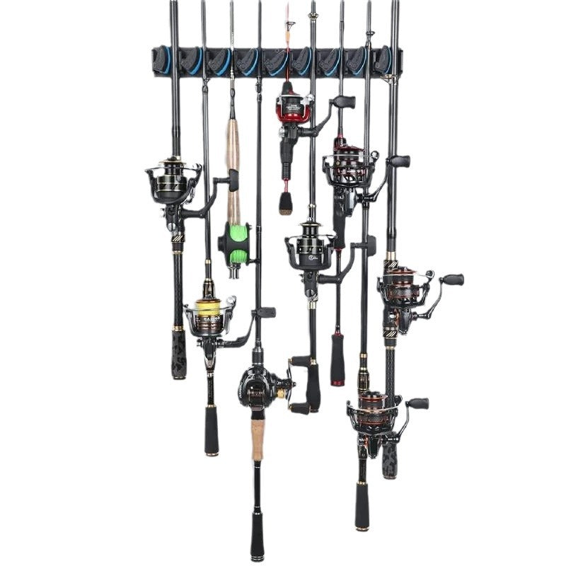 2 Sets Vertical Wall Mounted Fishing Rod Rack - 9-Slot Fishing Pole Holder