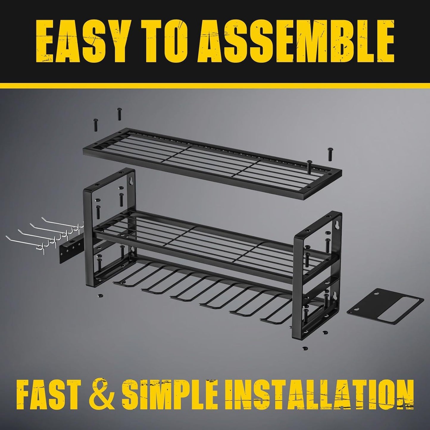 Heavy Duty Power Tool Organizer Wall Mount - 3-Tier Garage Storage Rack