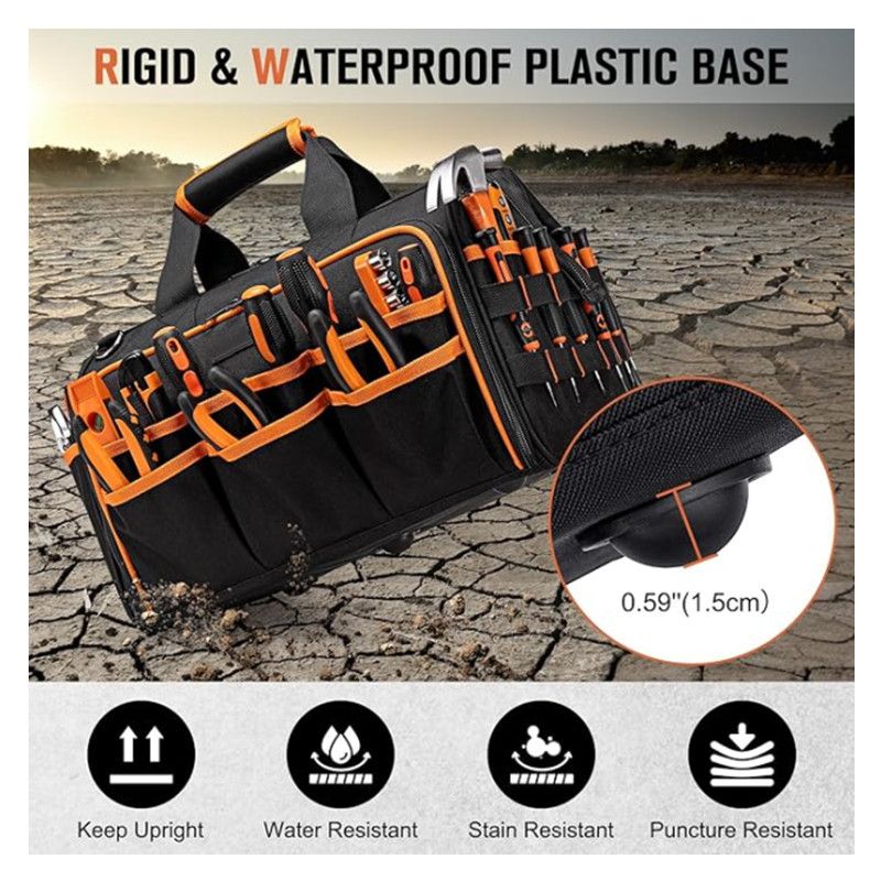 17 Inch Heavy Duty Tool Bag - 43cm Wide Open Mouth Organiser - Thickened Wear